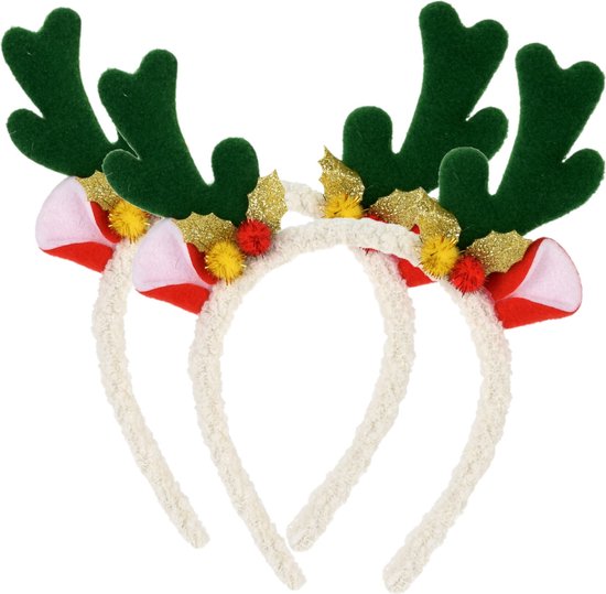Christmas Decoration kerst diadeem/haarband - 2x - rendier gewei - groen |  bol