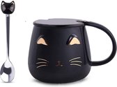 Kattenbeker, beker met een thema 450 ml gedecoreerd keramische koffiemok, beker met handvat voor warme dranken, koffie, thee, melk, keramische mok.