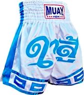 Muay Thai Short Fighters Heart - wit/blauw XS