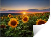 Muurstickers - Sticker Folie - Bloemen - Nacht - Zonsondergang - Zonnebloem - Horizon - 40x30 cm - Plakfolie - Muurstickers Kinderkamer - Zelfklevend Behang - Zelfklevend behangpapier - Stickerfolie