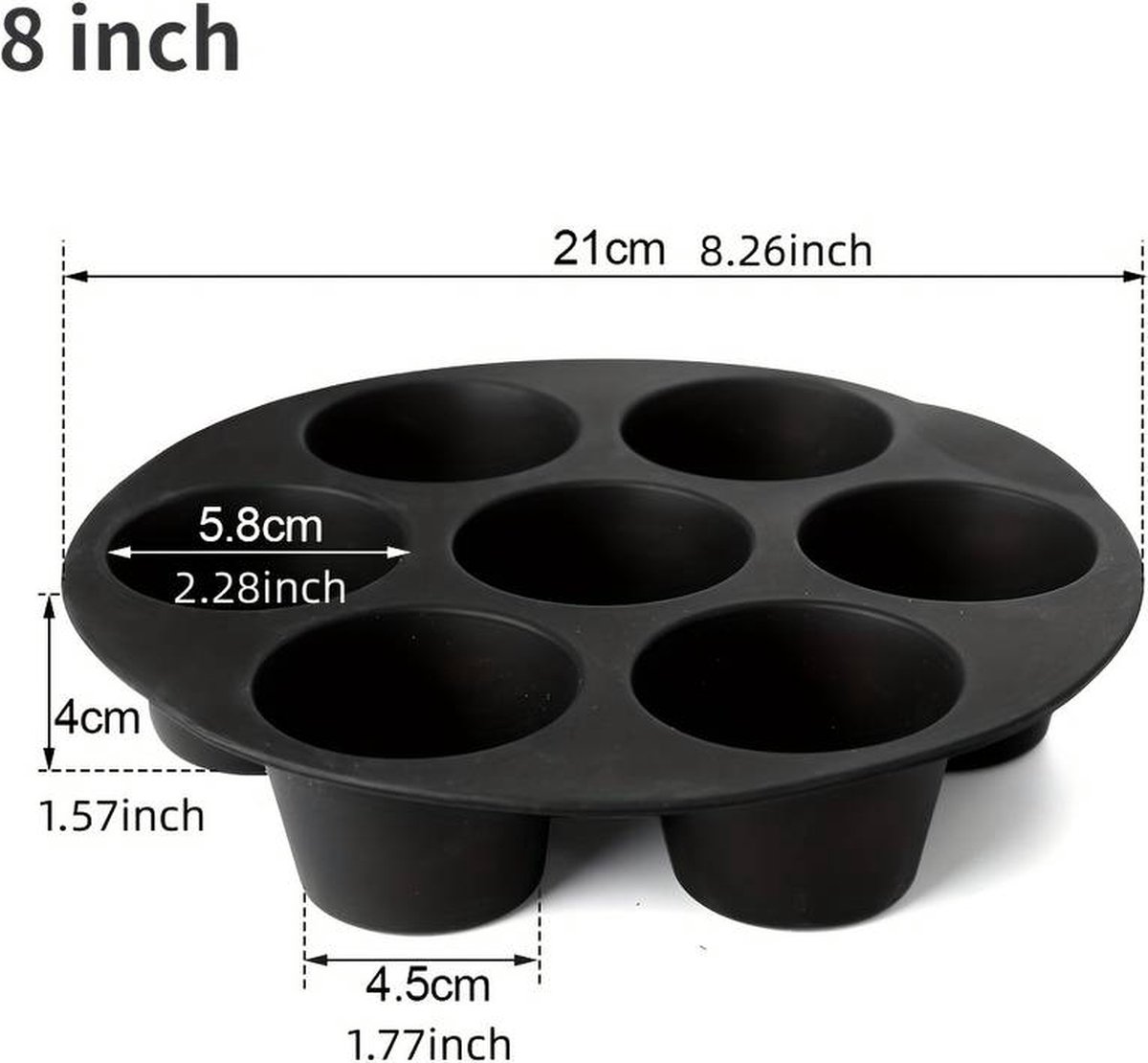 Airfryer Siliconen Cupcake bakvorm - 21CM - Zwart