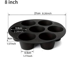 Airfryer Siliconen Cupcake bakvorm - 21CM - Zwart