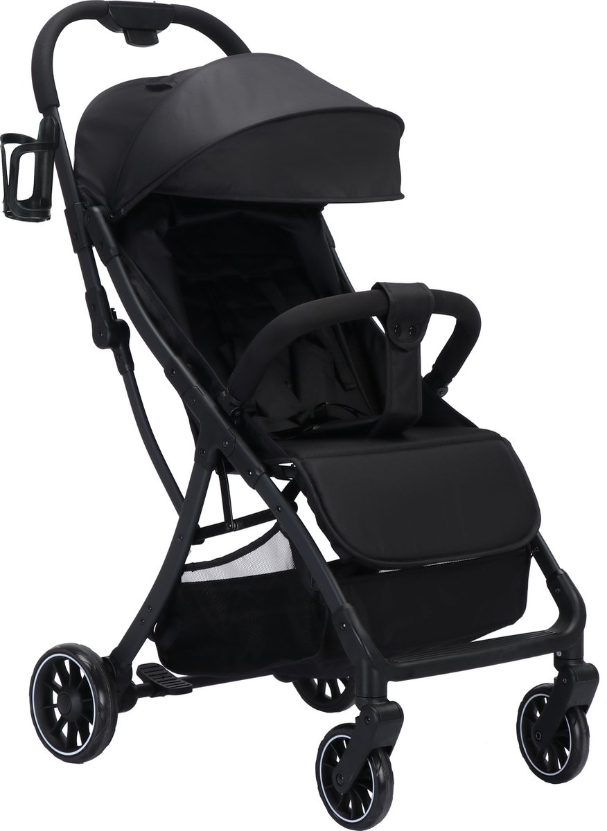 Cabino Buggy Compact V2 Plooibuggy tot 22 kg Lichtgewicht Compact voor het vliegtuig Zwart