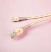 EV-Green USB-A Male naar Lightning Vloeibare Siliconen 3A Snell Oplaadkabel - Roze