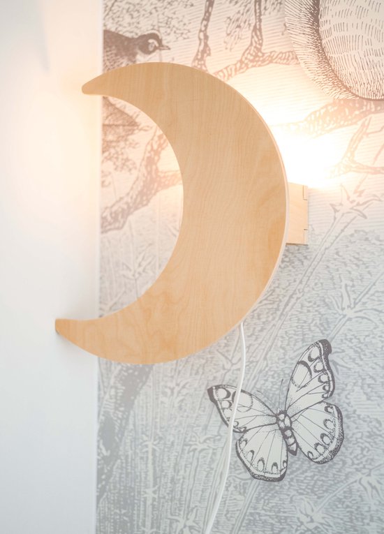 Houten wandlamp kinderkamer | Olifant - denim drift
