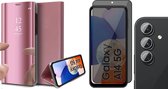 Hoesje geschikt voor Samsung Galaxy A14 - Privacy Screenprotector FullGuard & Camera Lens Screen Protector - Book Case Spiegel Roségoud