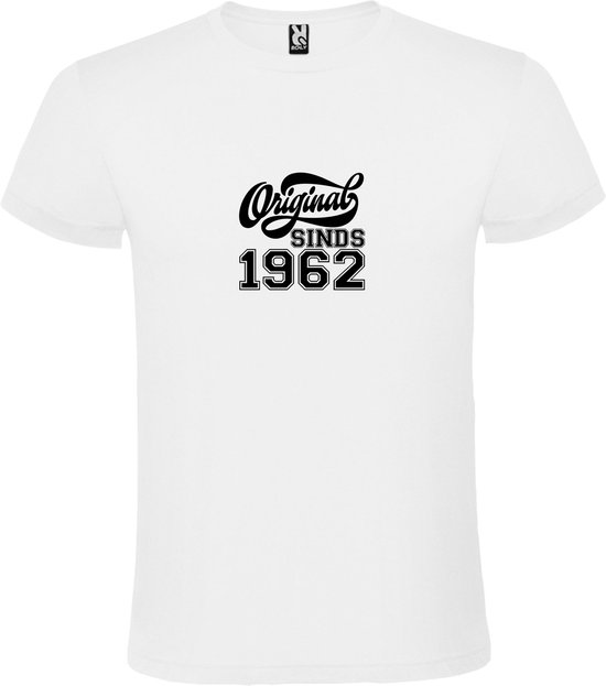 Wit T-Shirt met “Original Sinds 1962 “ Afbeelding Zwart Size XXXXL