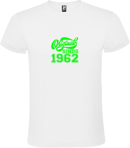T-Shirt Wit avec Image «Original Since 1962 » Vert Fluo Taille XXL
