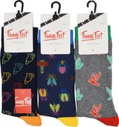 Funny Feet sokken - Happy birds kousen - cadeau - grappige sokken - 3 paar - Naadloos - Maat 39-42
