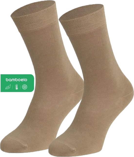 1 paar Bamboe Sokken - Bamboelo Sock - Maat 43/46 - Beige - Naadloze Sokken - 80% Bamboe