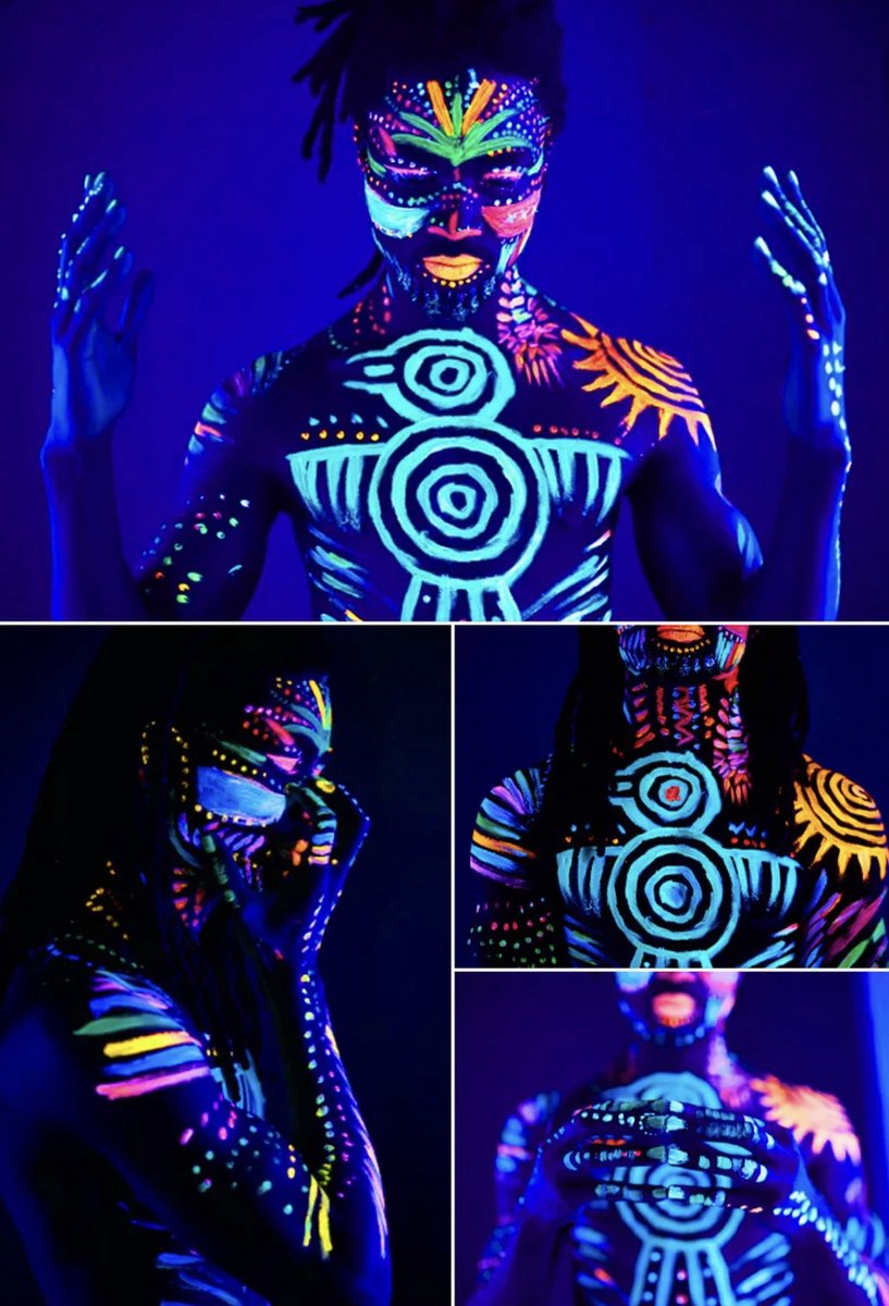 Premium Glow in the Dark Bodypaint 12 kleuren Face paint
