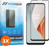 Mobigear Screenprotector geschikt voor OnePlus Nord N100 Glazen | Mobigear Premium Screenprotector - Case Friendly - Zwart (3-Pack)