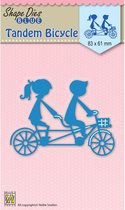 SDB029 Snijmal Nellie Snellen - tandem fiets - jongen en meisje op tandemfiets - embossingmal
