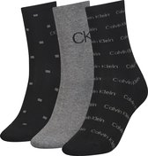 Calvin Klein dames giftbox 3P sokken lurex mix logo zwart & grijs - 37-41