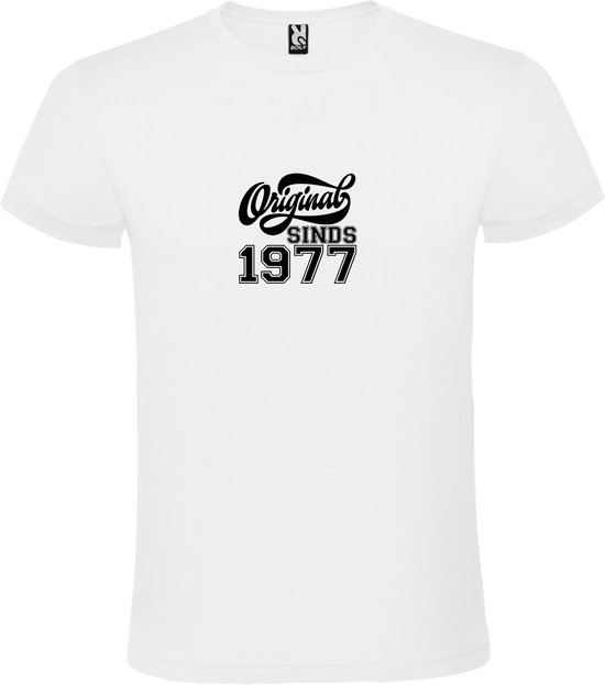 Wit T-Shirt met “Original Sinds 1977 “ Afbeelding Zwart Size XXXXL
