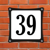 Namengigant Huisnummerbord Emaille-Look - Nummer 39 - Standaard - 10 x 10 cm | incl. schroeven