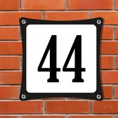 Namengigant Huisnummerbord Emaille-Look - Nummer 44 - Standaard - 10 x 10 cm | incl. schroeven