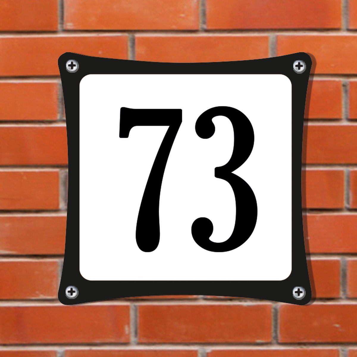Namengigant Huisnummerbord Emaille-Look - Nummer 73 - Standaard - 10 x 10 cm | incl. schroeven