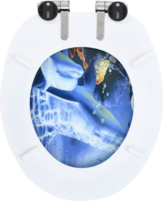 vidaXL Siège de toilette avec couvercle à fermeture amortie MDF imprimé  dauphin | bol.com