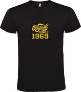 Zwart T-Shirt met “Original Sinds 1969 “ Afbeelding Goud Size M
