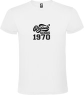 Wit T-Shirt met “Original Sinds 1970 “ Afbeelding Zwart Size S
