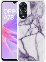 Cazy Hoesje geschikt voor Oppo A78 5G Wit Paars Marmer