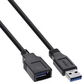 USB naar USB (volledig bedekt) verlengkabel - USB3.0 - tot 2A / zwart - 5 meter