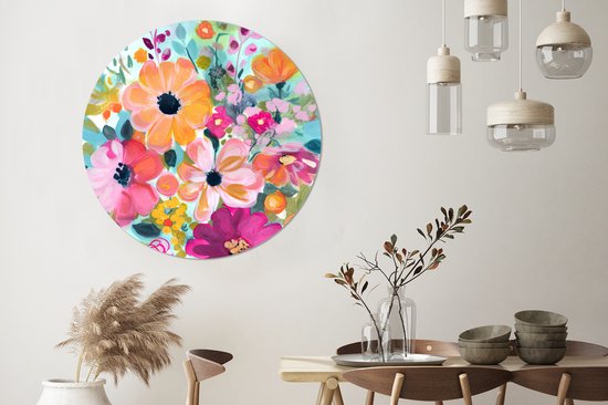 WallCircle - Stickers muraux - Cercle de papier peint - Fleurs - Vase -  Tableau 