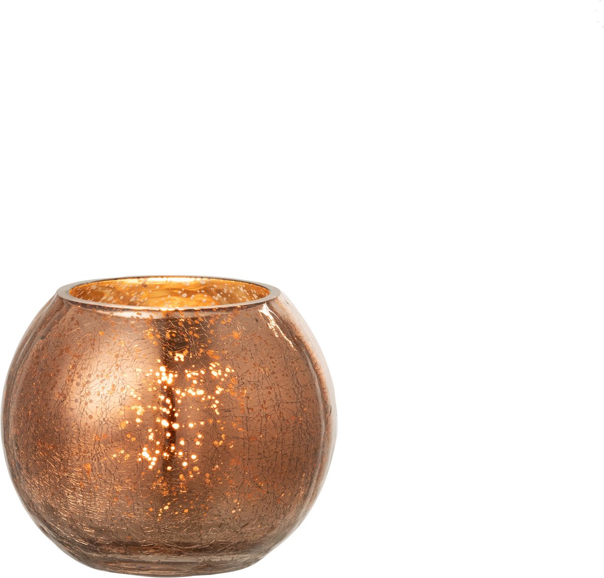 J-Line windlicht Bol Craquelé Parel Effect - glas - bruin - small - 2 stuks