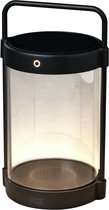 Tafellamp Crotone | 1 lichts | zwart / transparant | aluminium | 30 cm | accu / batterij | oplaadbaar | USB