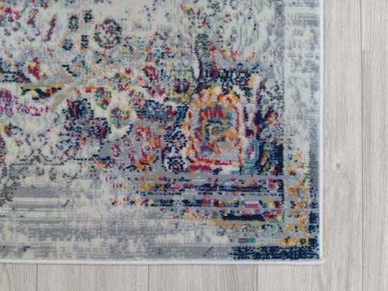 Laagpolig vloerkleed Blossom - Klassiek - Roze / Zwart
