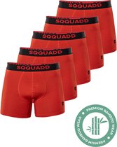 SQQUADD® Bamboe Ondergoed Heren - 5-pack Boxershorts - Maat XXL - Comfort en Kwaliteit - Voor Mannen - Bamboo - Rood