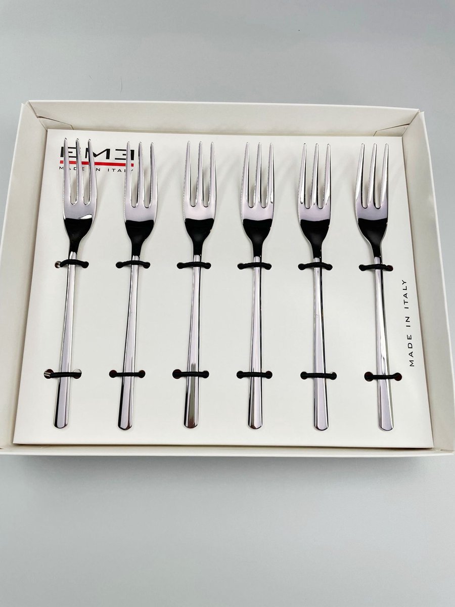 EME 6 gebakvorkjes set (6-delig) - model: Griffe - vorkjes - vaatwasser bestendig - zilver/RVS - Griffe
