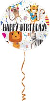 Folieballon - Happy birthday - Animals - Zonder vulling