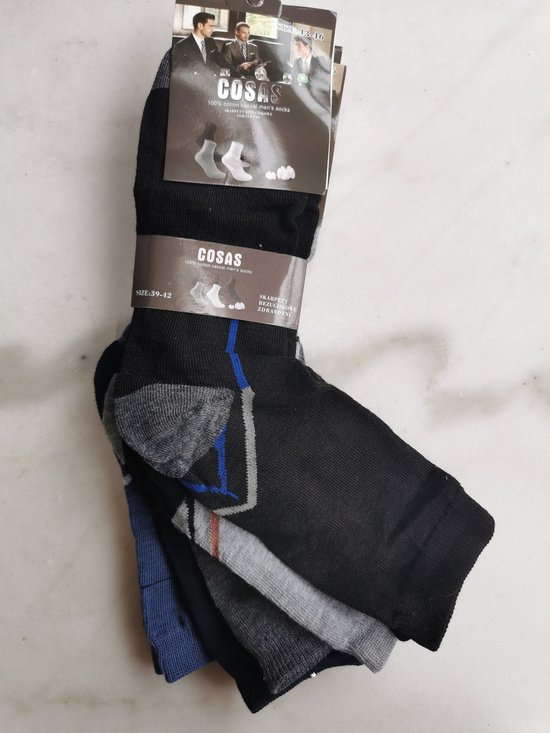 Chaussettes homme - Katoen - Lot de 5 - mélange de couleurs noir, bleu,  gris - Taille