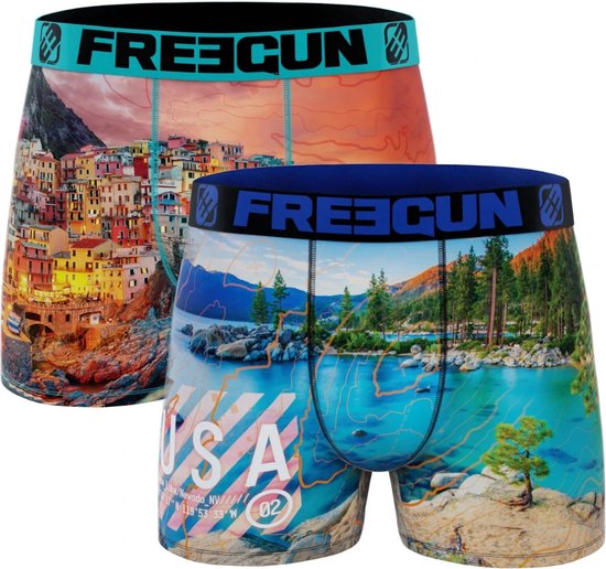 Freegun heren boxershorts microvezel | 2-pack | | Lake Tahoe/Cinque Terre