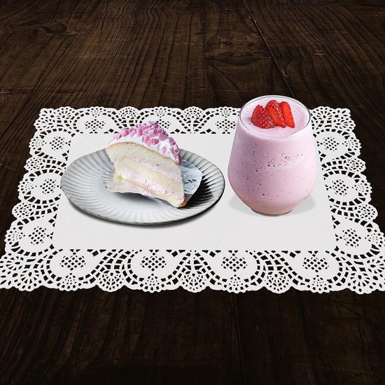 Happium 100 stuks witte taartdecoratiepads kant papieren kleedjes Happium 100 stuks witte taartdecoratiepads kant papieren kleedjes