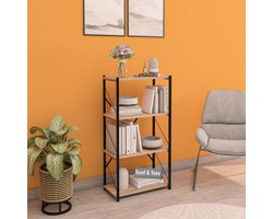 Soof&Tess Boekenkast - Opbergrek Met 4 Planken - Woonkamer - Slaapkamer 32 x 60 x 114 cm - SONOMO / Zwart - Open Planken - Voor Kantoor