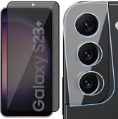 Privacy Screenprotector geschikt voor Samsung Galaxy S23 Plus - Camera Lens Screen Protector & Glas Screen Protector FullGuard