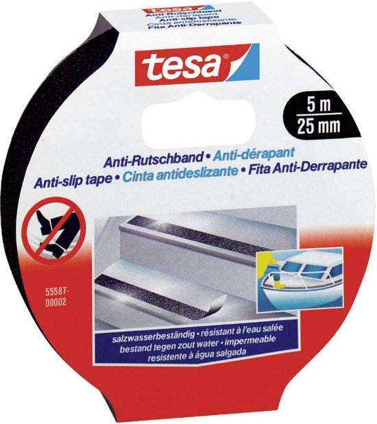 Tesa 55587-02 Anti-slip Tape - 5M x 25MM - Zwart - Tesa