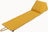 Besarto - Strandmatras - strandmat - opblaasbare rugleuning - Sunbrella stof - 3 standen - oprolbaar - lichtgewicht - Made in EU - wasbaar - kleurecht - compact - yellow