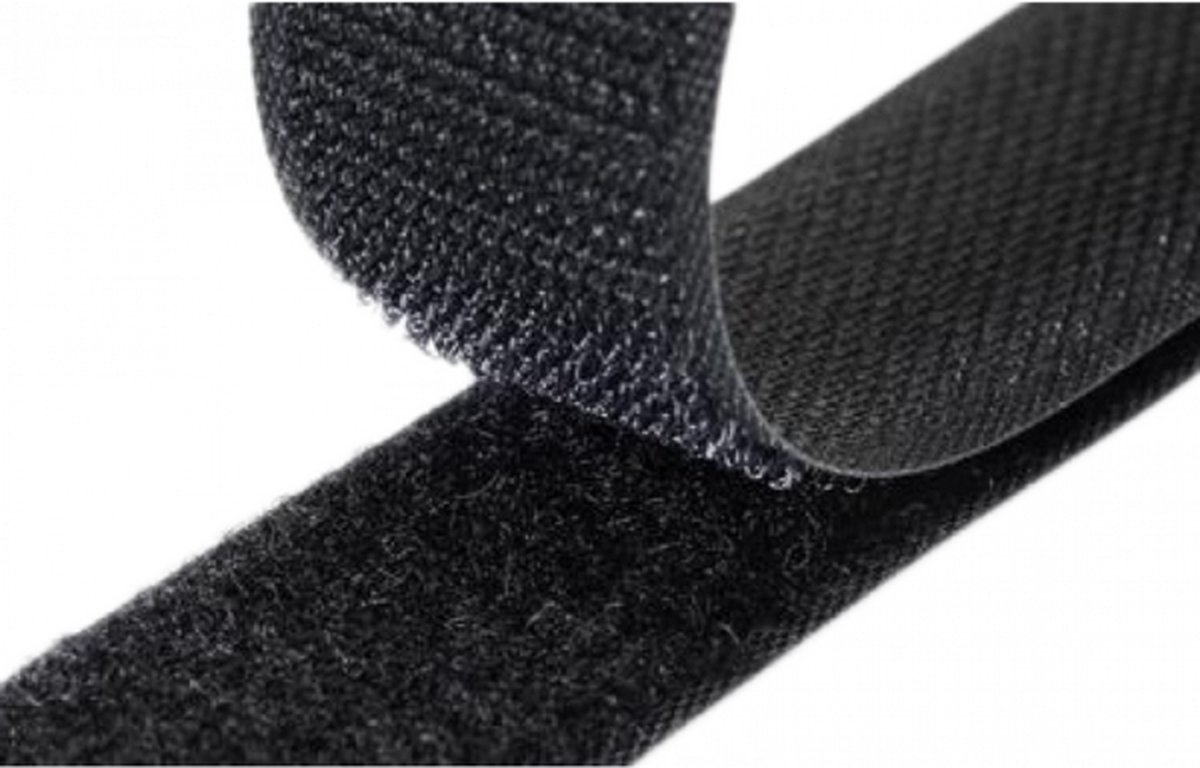Premium Naaibaar Klittenband 16mm - Zwart - 1 Meter Set (Haak & Lus)