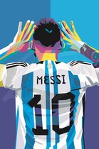 Voetbal Poster - Messi Poster - Lionel Messi Poster - Argentina - Paris Saint Germain - Leo - Abstract Portret - WK Voetbal - Wanddecoratie - 51x71 - Geschikt om in te lijsten