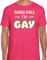 Bellatio Decorations Gay Pride t-shirt - heren - roze - Sorry girls - LHBTI/LHBTIQ XXL
