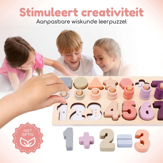 Thumbnail van een extra afbeelding van het spel Educatief Houten Speelgoed-Kinderspeelgoed-Kinderpuzzel- Jongens en meisjes- vanaf 3 Jaar- Kleurrijke puzzel