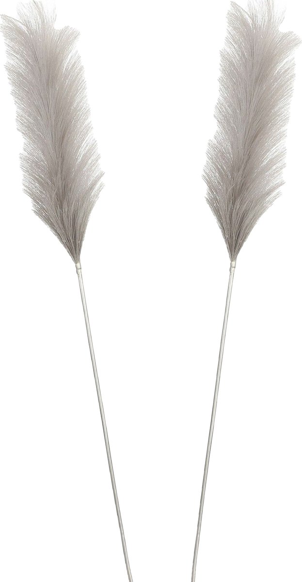 House of Seasons Pluimgras losse steel/tak - 2x - zilvergrijs - 104 cm - Decoratie kunst bloemen
