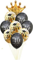 40 Jaar Ballonnen Set - Veertig Jaar - Kleur: Goud & Zwart - Feestversiering - Ballon Pakket - Feestpakket - Versiering 60 Jaar Huwelijk / Verjaardag / Getrouwd & Gelegenheden - Met Kroon - Veertig Ballon - Versiering - Jarig - Sarah