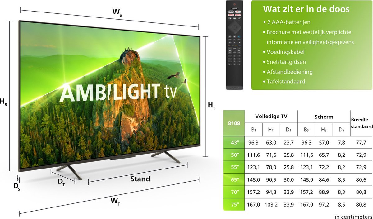 Philips 43PUS8108 (2023) LED HDR 4K Ultra HD Smart TV, 43 inch