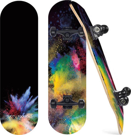 Suotu Skateboard – 80x20cm – ABEC-9 – 95A – schokabsorptie – Jongens – Meisjes – Volwassenen Skateboards