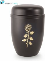 Bokaal urn zwart met roos - staal